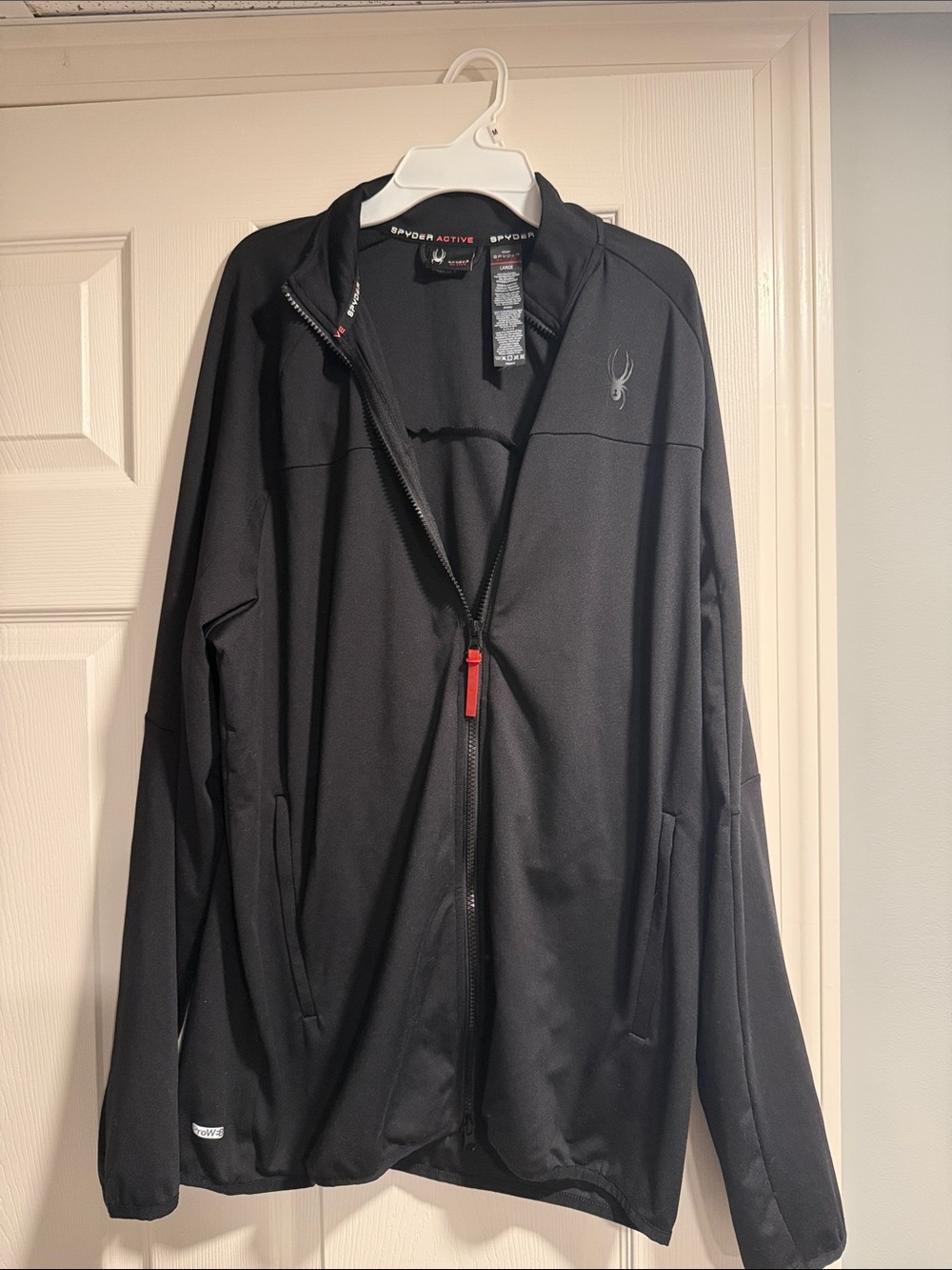 Spyder Black Softshell Performance Full-Zip Jacket with Red Zip Pull